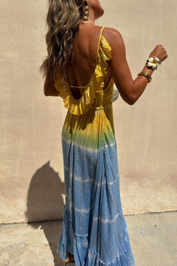 MW | Gold Lurex Tie-Dye Maxikleid