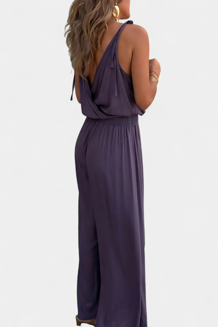 MW | Vergoldete Eleganz Drapierter Jumpsuit