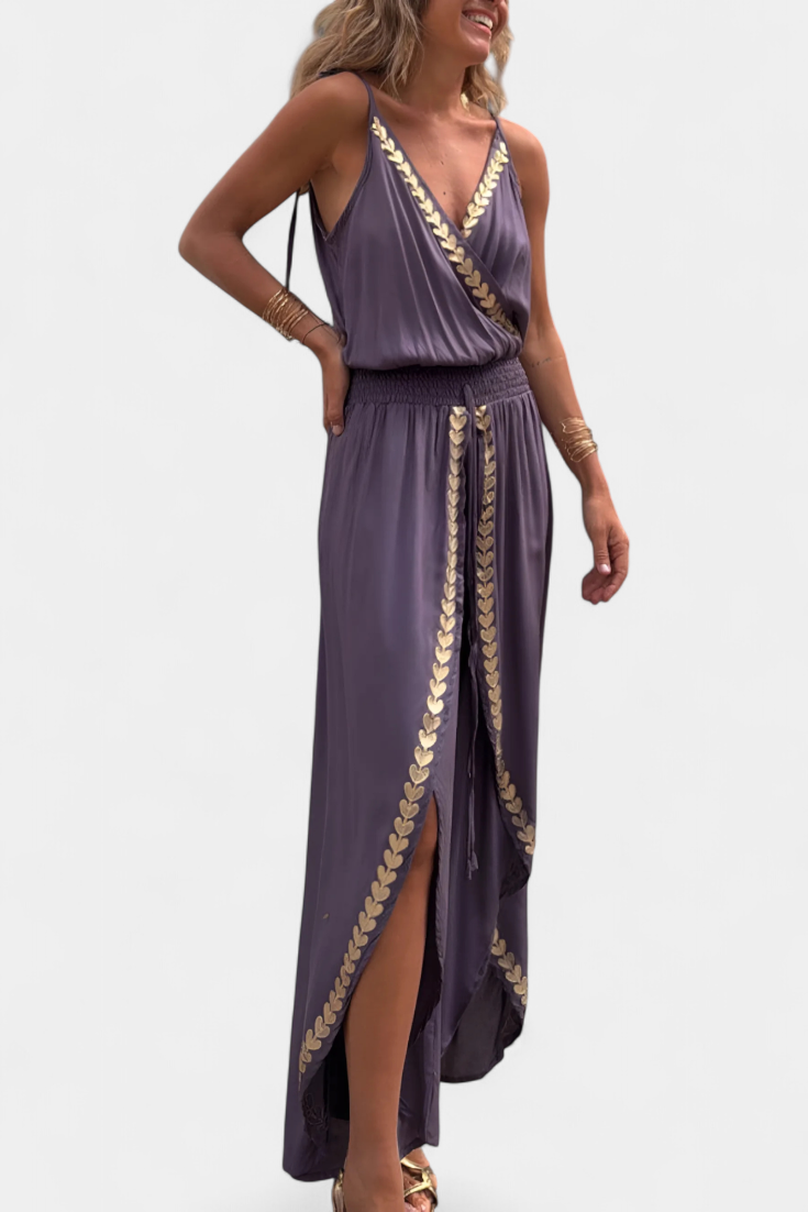 MW | Vergoldete Eleganz Drapierter Jumpsuit