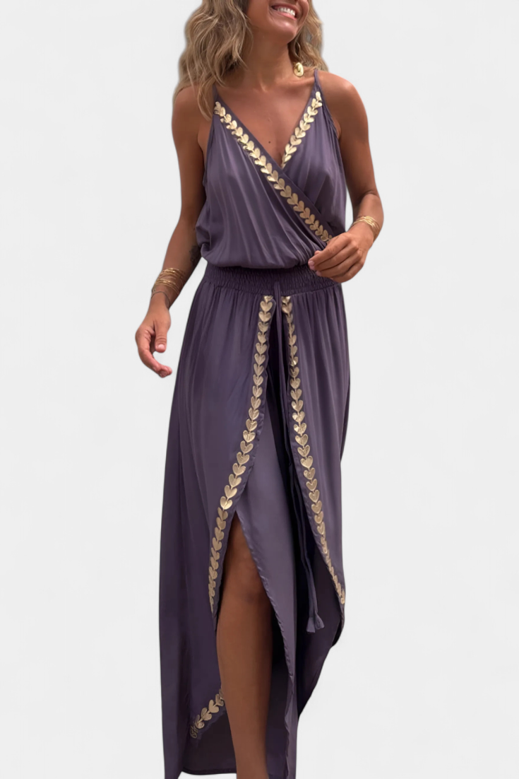 MW | Vergoldete Eleganz Drapierter Jumpsuit