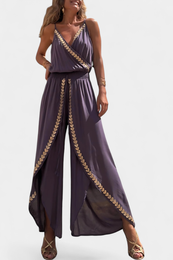 MW | Vergoldete Eleganz Drapierter Jumpsuit