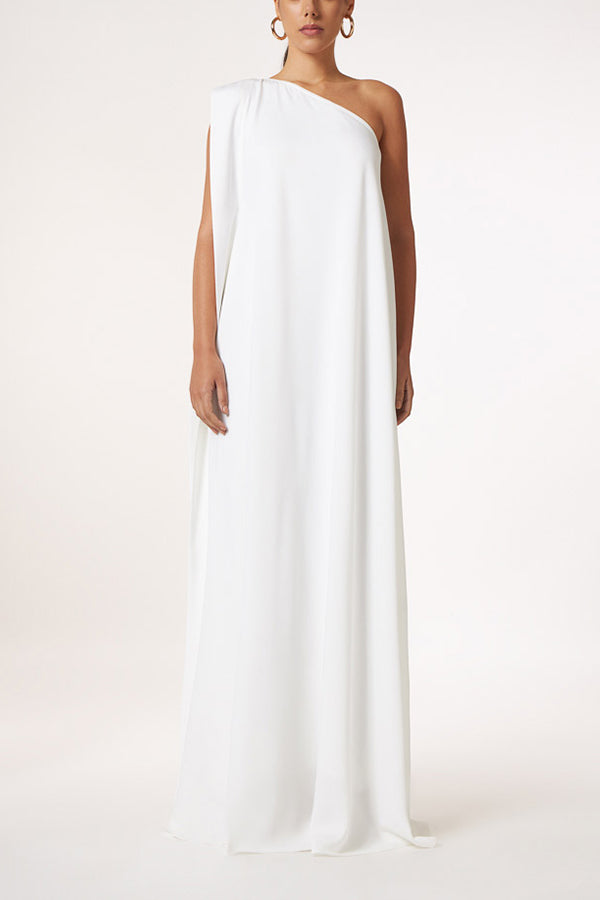 MW | Zeitloser Charme Ein-Schulter A-Linie Elegantes Maxikleid
