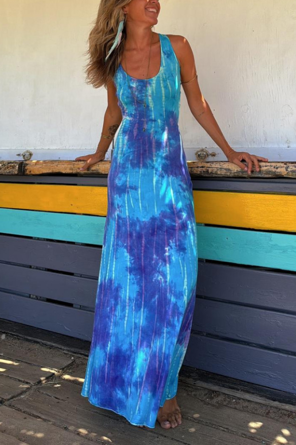 MW | Kreuz Rücken Stretch Maxi Kleid