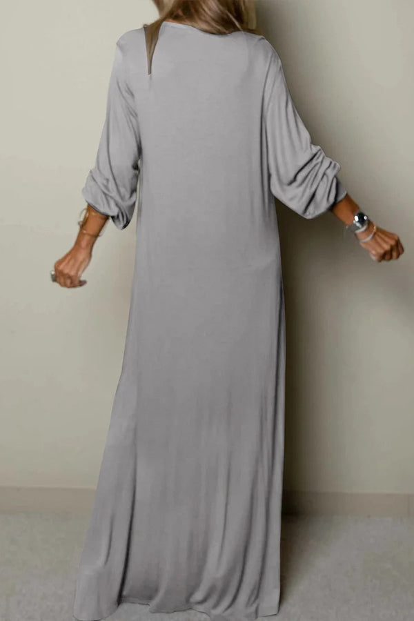 MW | Damen Lässiges Maxikleid mit V-Ausschnitt