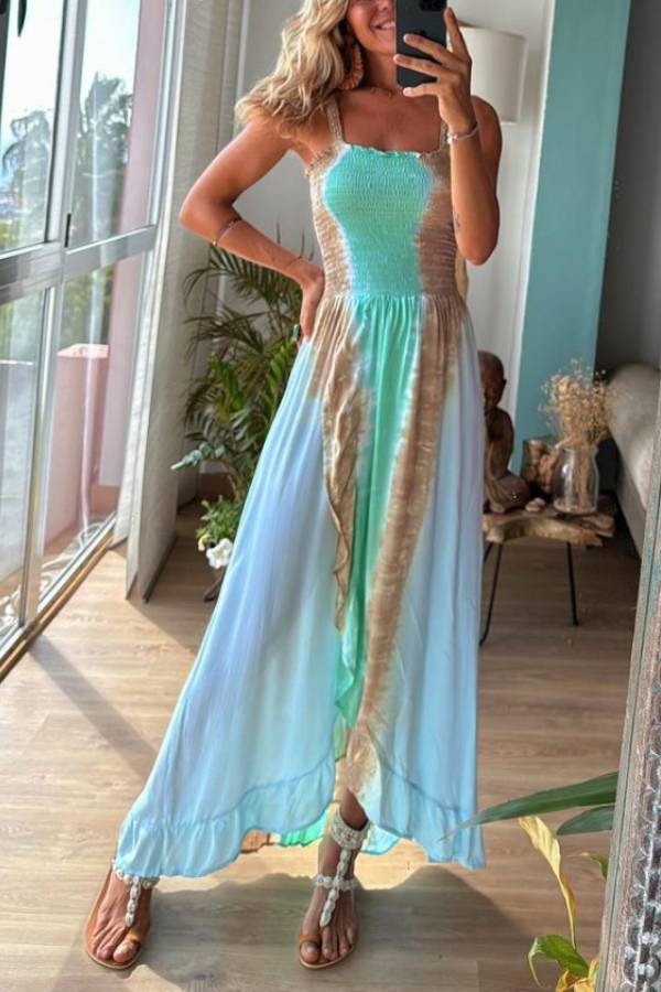 MW | Blau Tie Dye Urlaub Maxi Kleid
