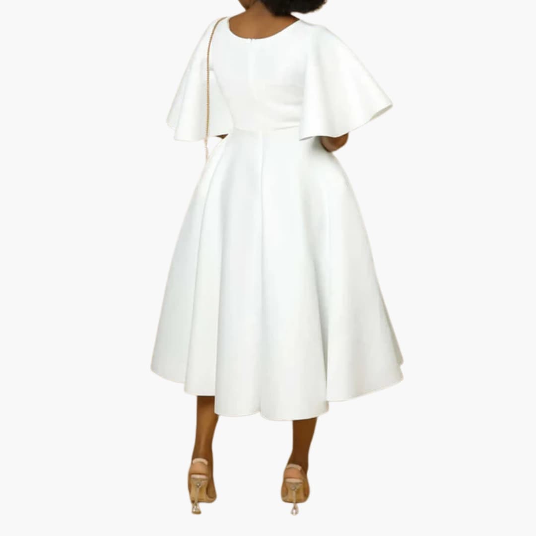 MW | Damen Sommer Midikleid mit Taschen und kurzen Ärmeln