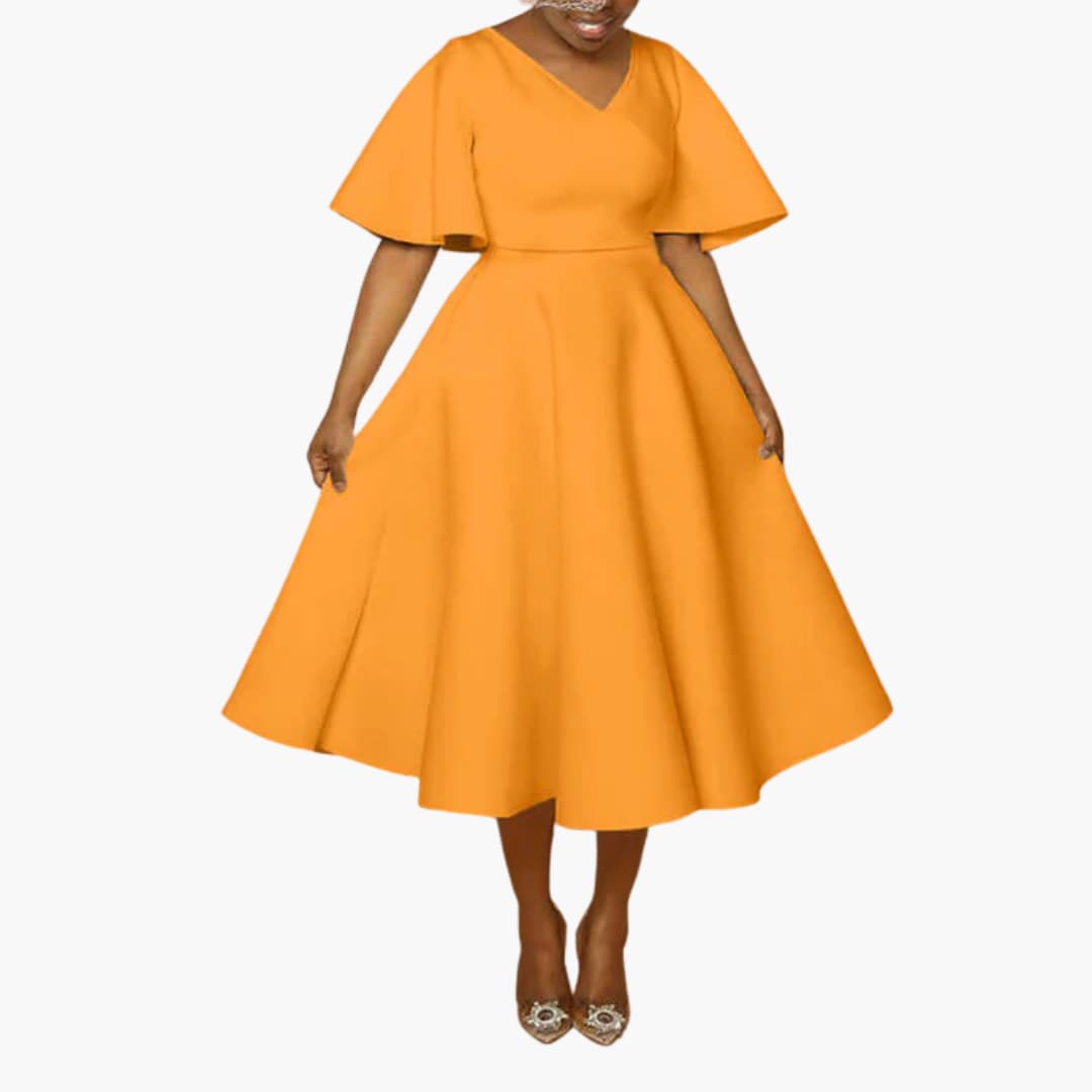 MW | Damen Sommer Midikleid mit Taschen und kurzen Ärmeln
