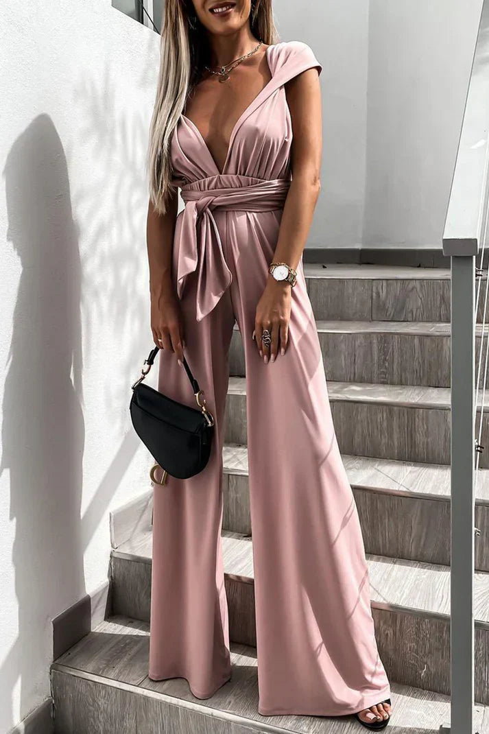 MW | Lockere Jumpsuits mit Halfterausschnitt und einfarbiger Straßenbandage