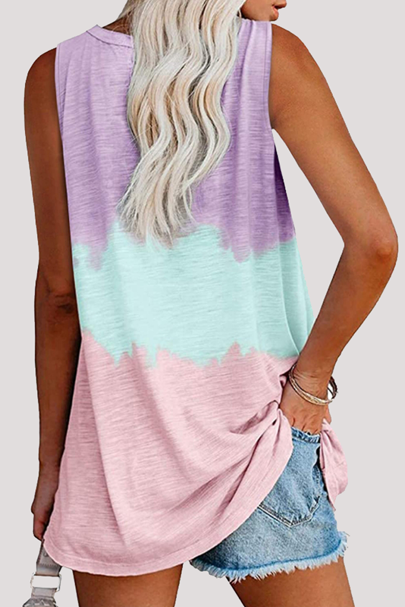 MW | Lässige Patchwork Krawatte Farbstoff Tasche V Hals T-Shirts