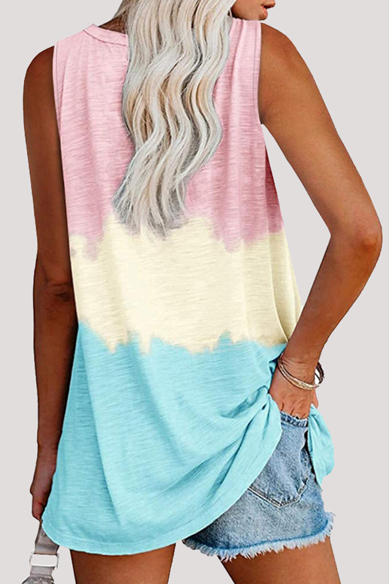 MW | Lässige Patchwork Krawatte Farbstoff Tasche V Hals T-Shirts