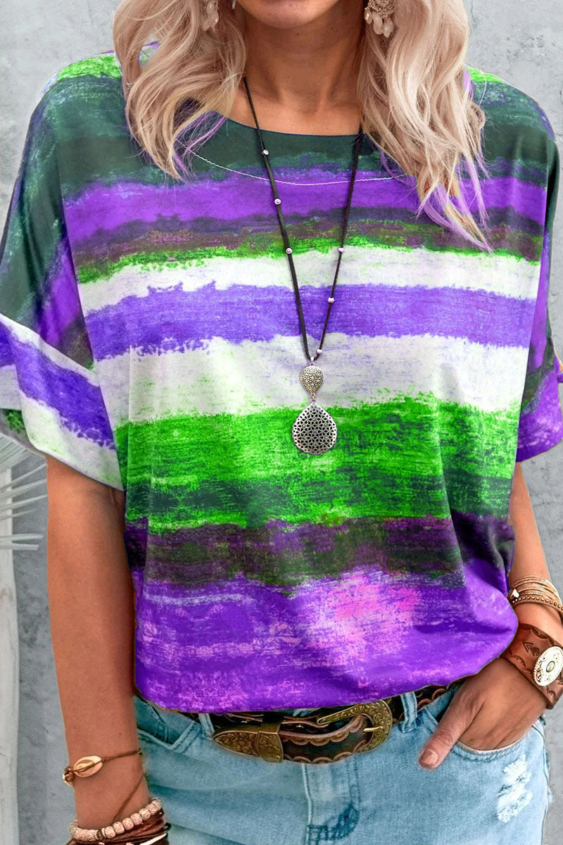 MW | Mode lässig allmählich ändern Patchwork O Hals T-Shirts