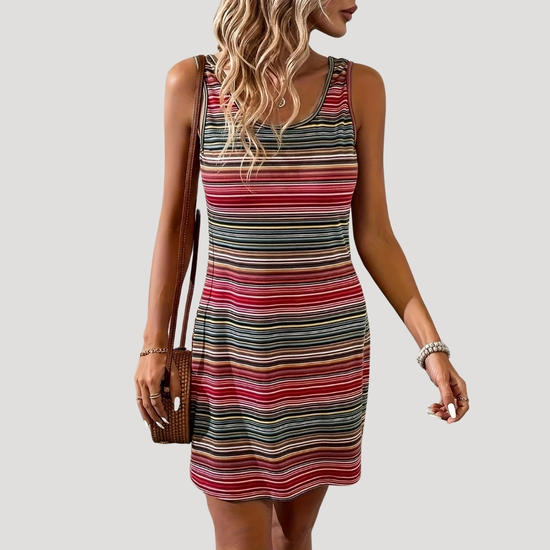 MW | Gestreiftes ärmelloses Bodycon-Minikleid für Damen