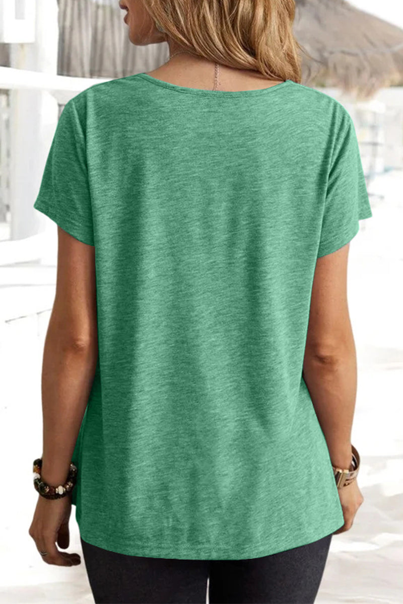 MW | Casual Daily Solid Asymmetrical U Neck T-Shirts (5 Farben)