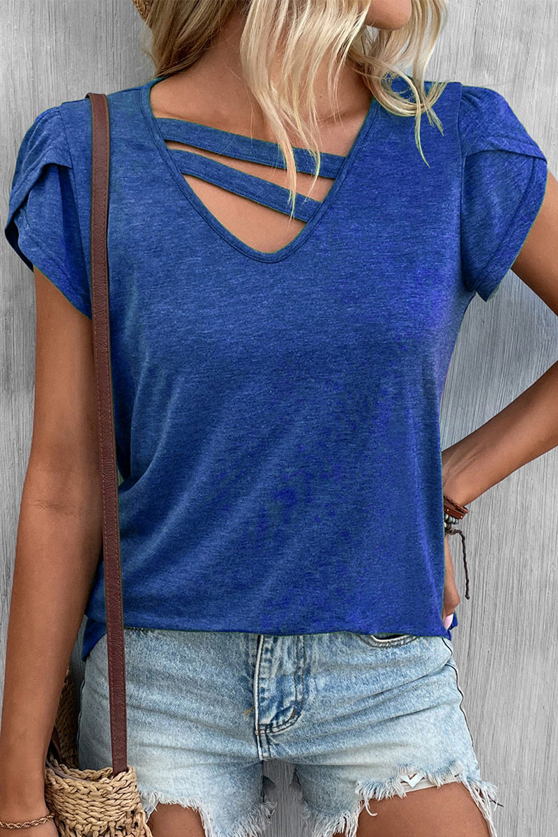 MW | Casual Einfachheit solide V-Ausschnitt T-Shirts (9 Farben)
