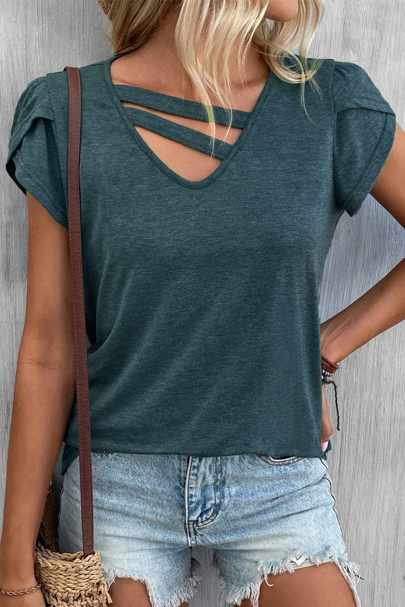 MW | Casual Einfachheit solide V-Ausschnitt T-Shirts (9 Farben)