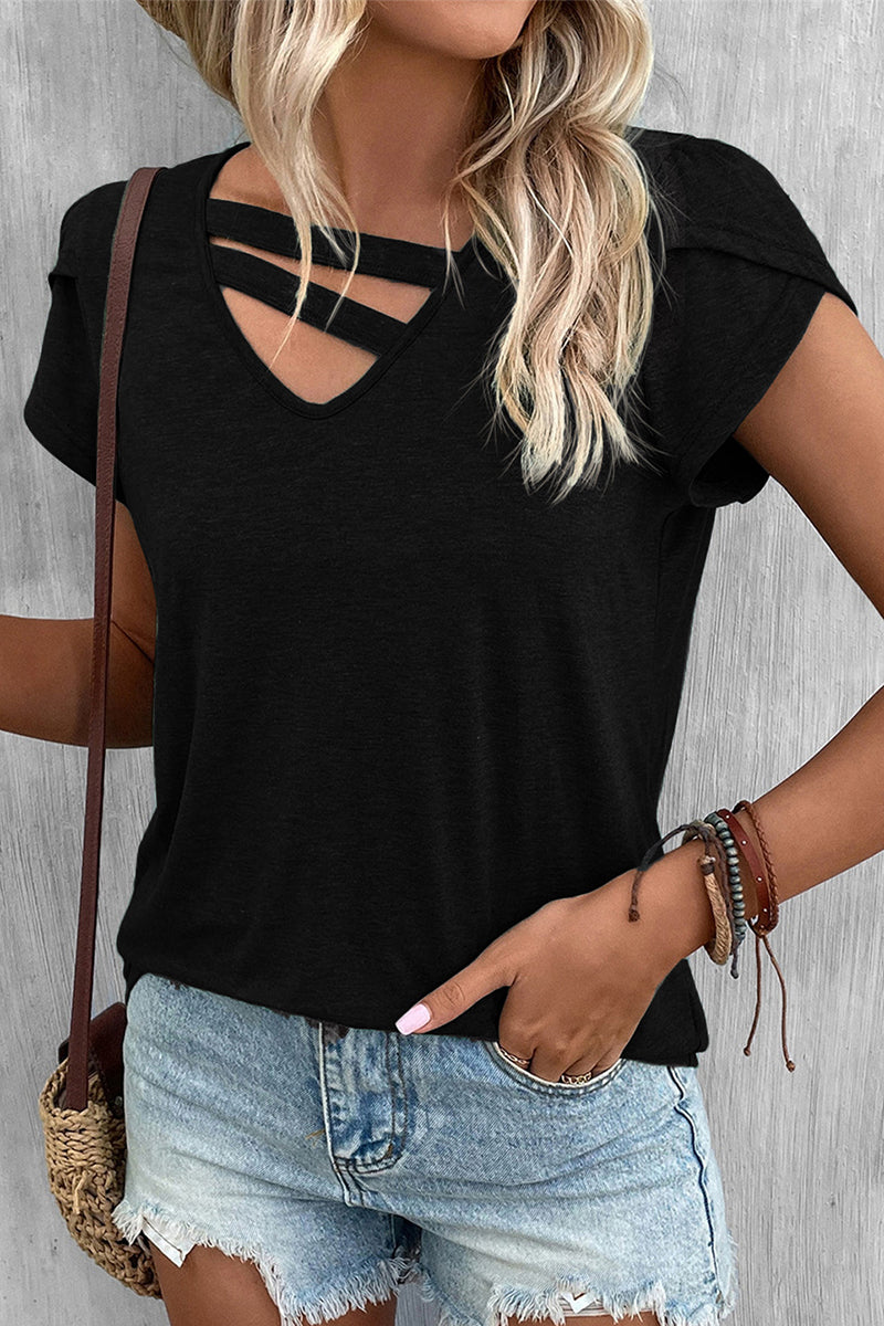 MW | Casual Einfachheit solide V-Ausschnitt T-Shirts (9 Farben)