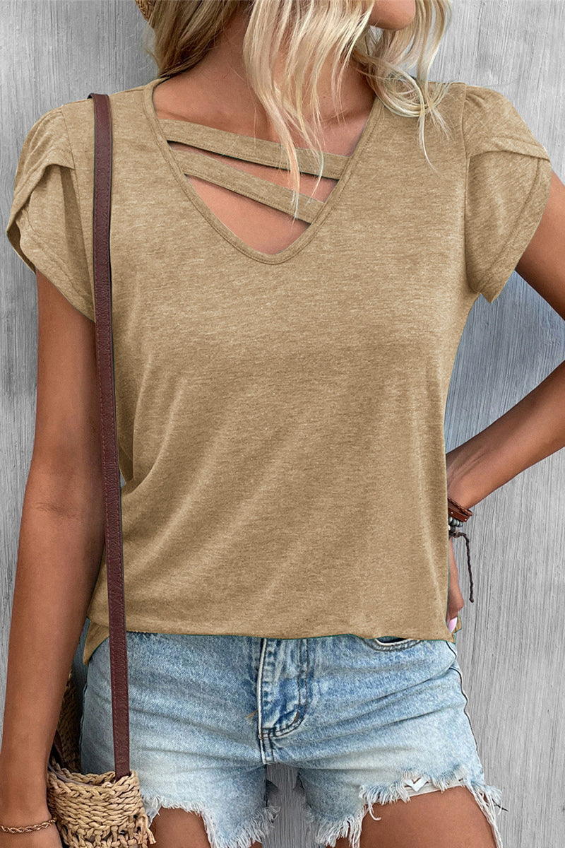 MW | Casual Einfachheit solide V-Ausschnitt T-Shirts (9 Farben)