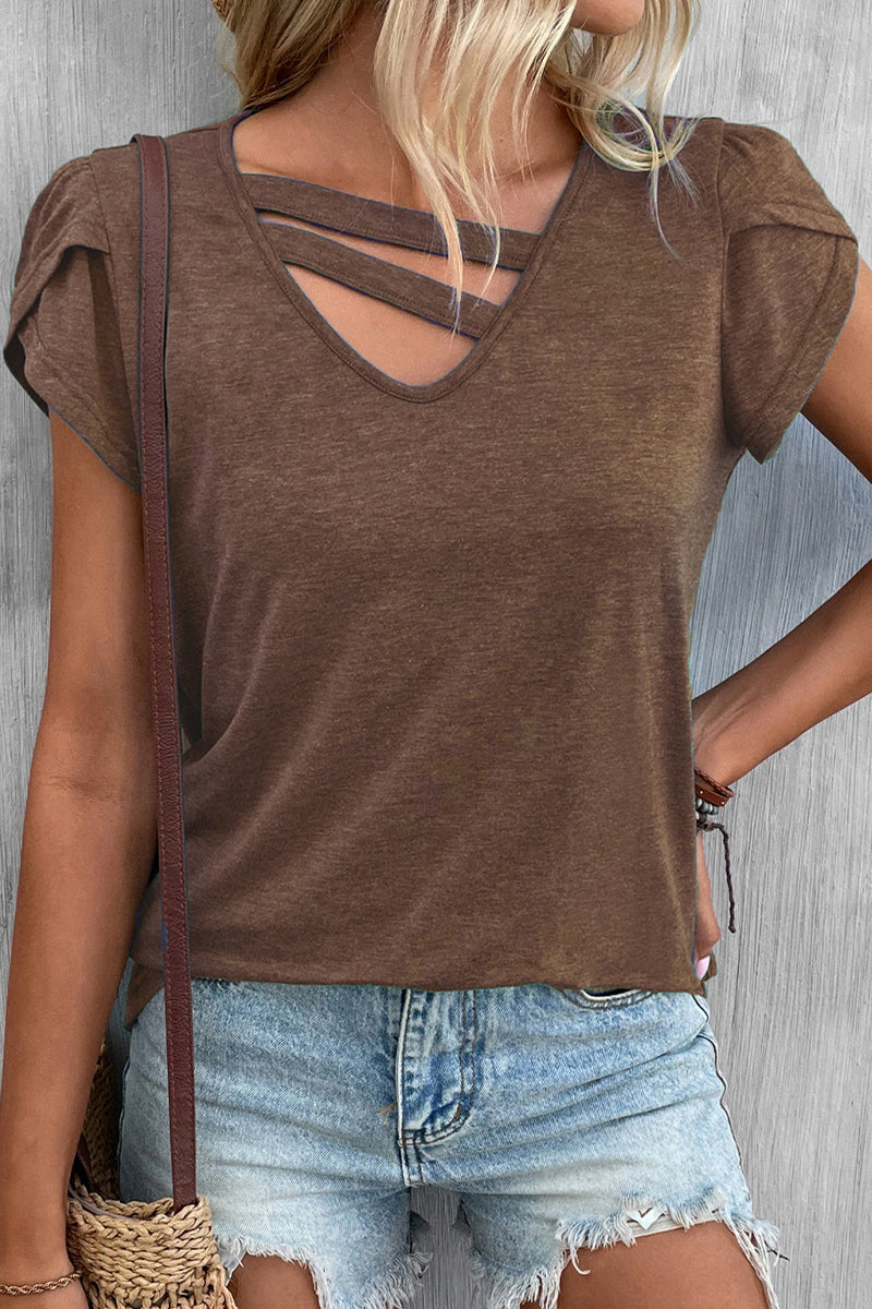 MW | Casual Einfachheit solide V-Ausschnitt T-Shirts (9 Farben)