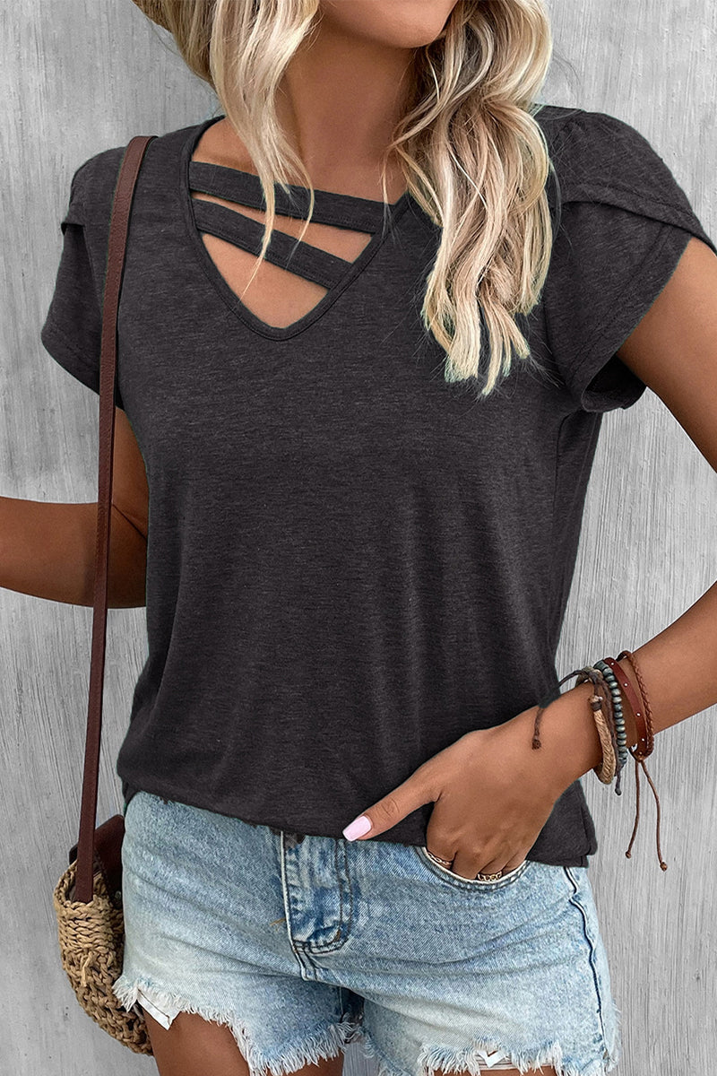 MW | Casual Einfachheit solide V-Ausschnitt T-Shirts (9 Farben)