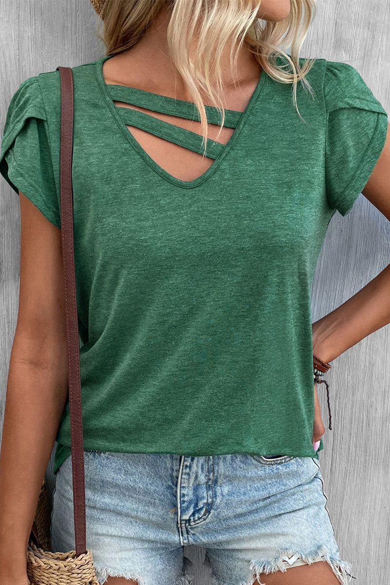 MW | Casual Einfachheit solide V-Ausschnitt T-Shirts (9 Farben)