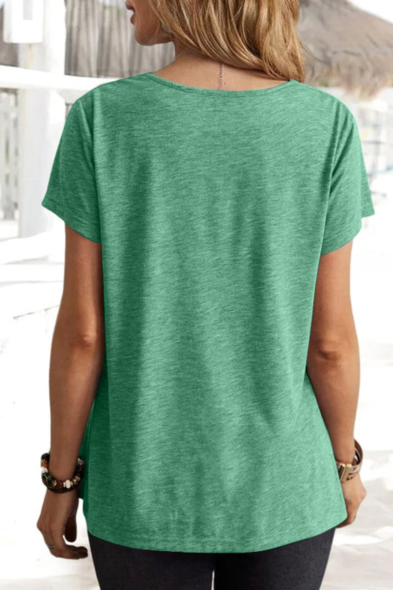 MW | Casual Einfachheit solide Farbe U Hals T-Shirts (5 Farben)