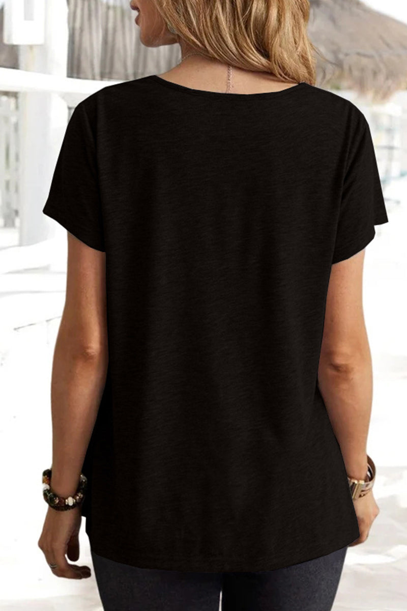 MW | Casual Einfachheit solide Farbe U Hals T-Shirts (5 Farben)