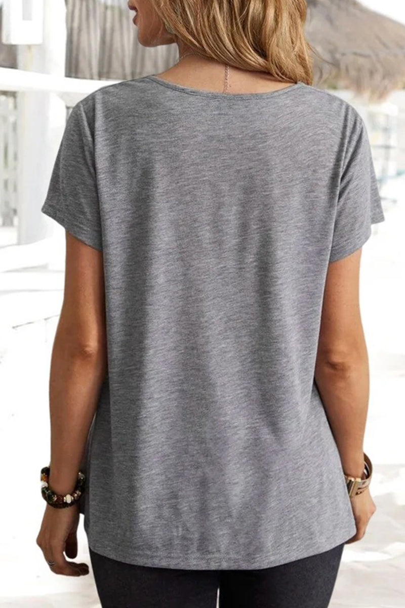 MW | Casual Einfachheit solide Farbe U Hals T-Shirts (5 Farben)