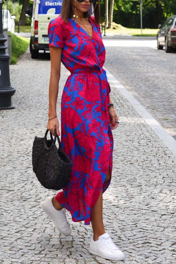 MW | Mittellanger Jumpsuit mit V-Ausschnitt und Schlitz