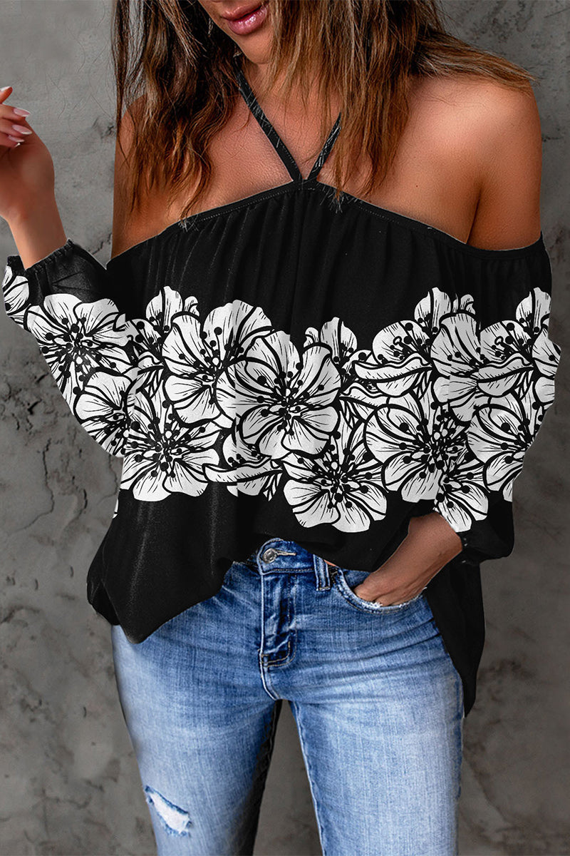 MW | Casual Print Patchwork Backless Halter T-Shirts (15 Farben)