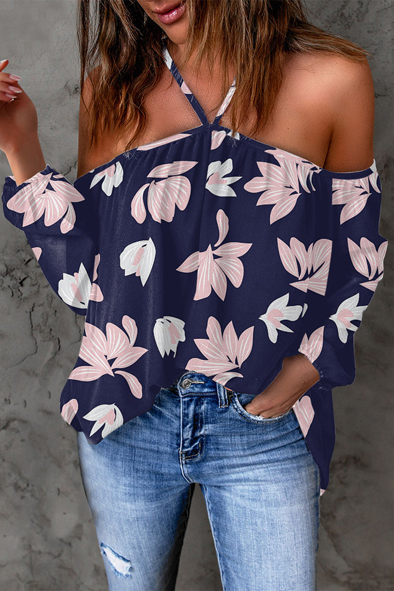 MW | Casual Print Patchwork Backless Halter T-Shirts (15 Farben)