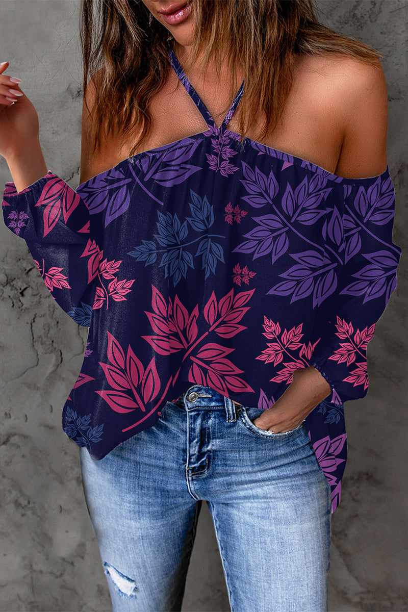 MW | Casual Print Patchwork Backless Halter T-Shirts (15 Farben)
