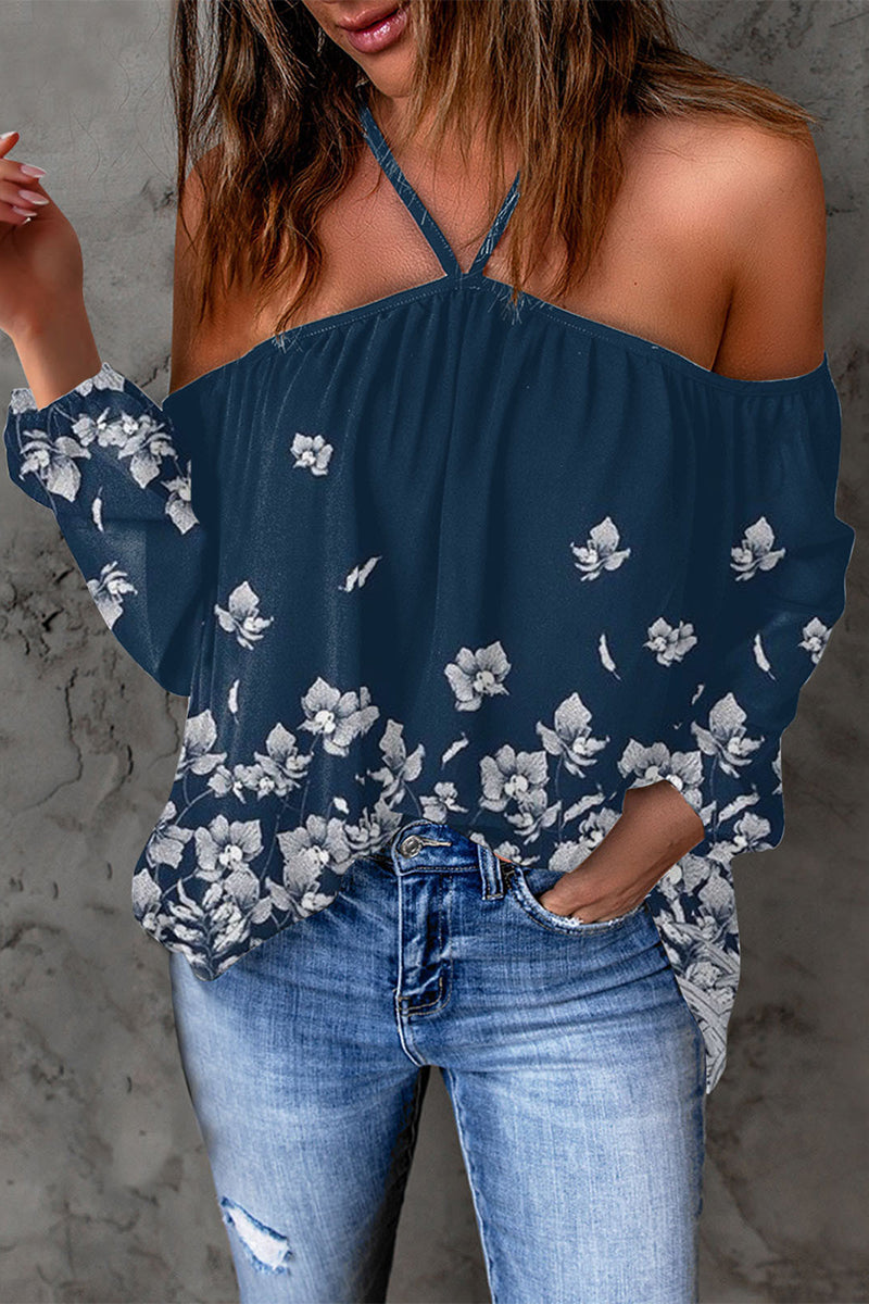 MW | Casual Print Patchwork Backless Halter T-Shirts (15 Farben)