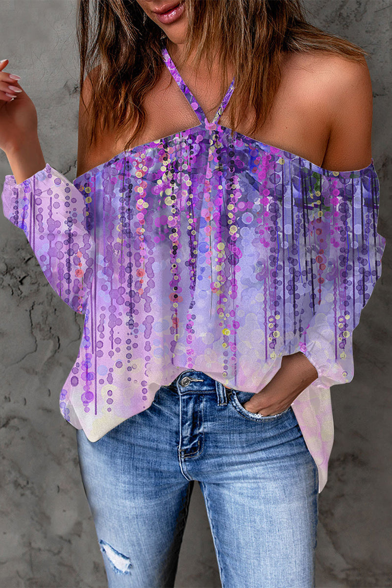MW | Casual Print Patchwork Backless Halter T-Shirts (15 Farben)
