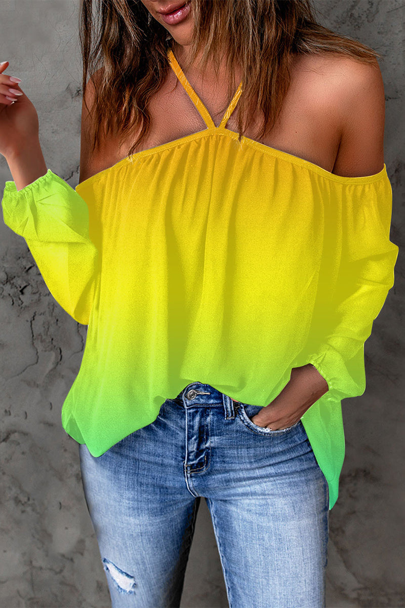 MW | Casual Print Patchwork Backless Halter T-Shirts (15 Farben)