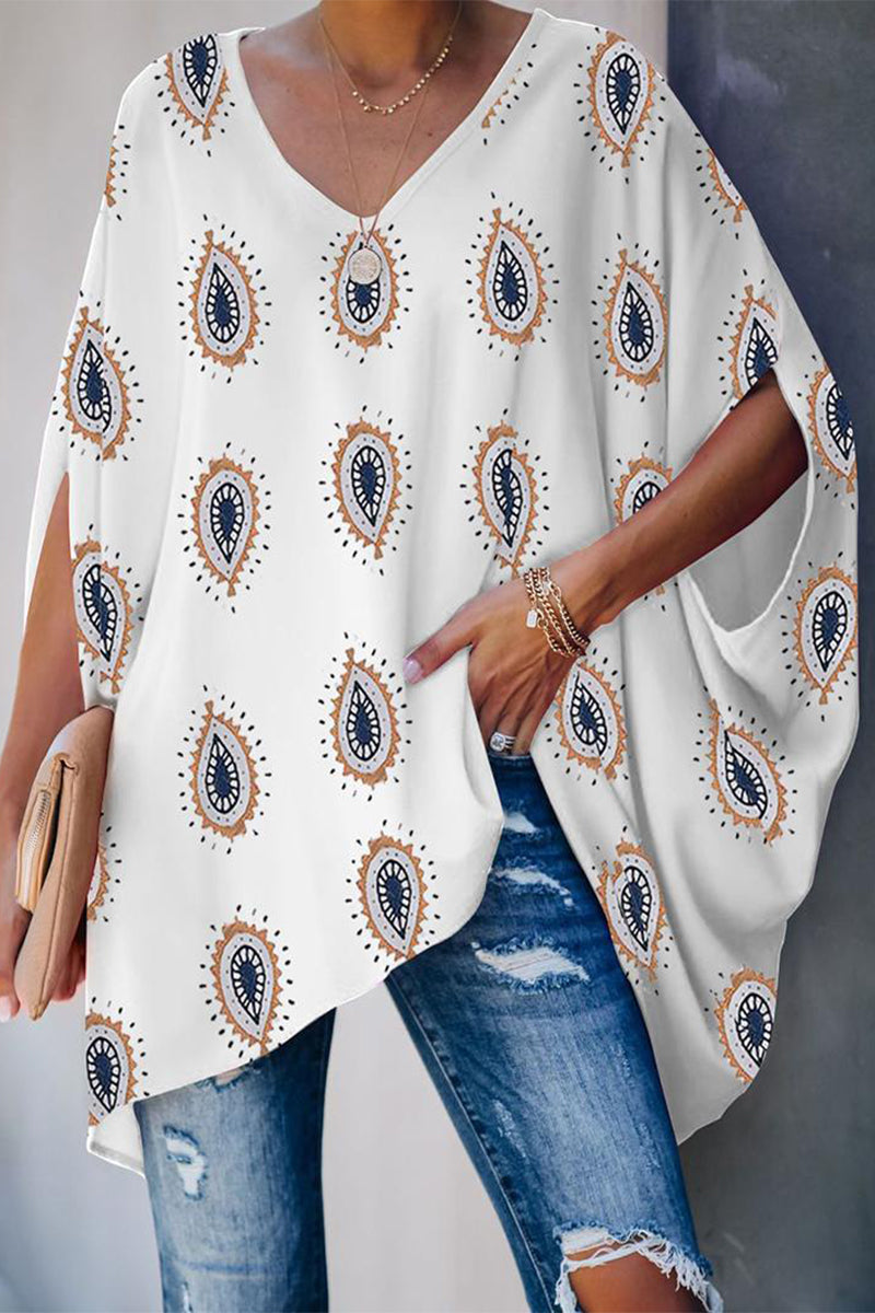 MW | Casual Street Print Kontrast V Hals T-Shirts (3 Farben)