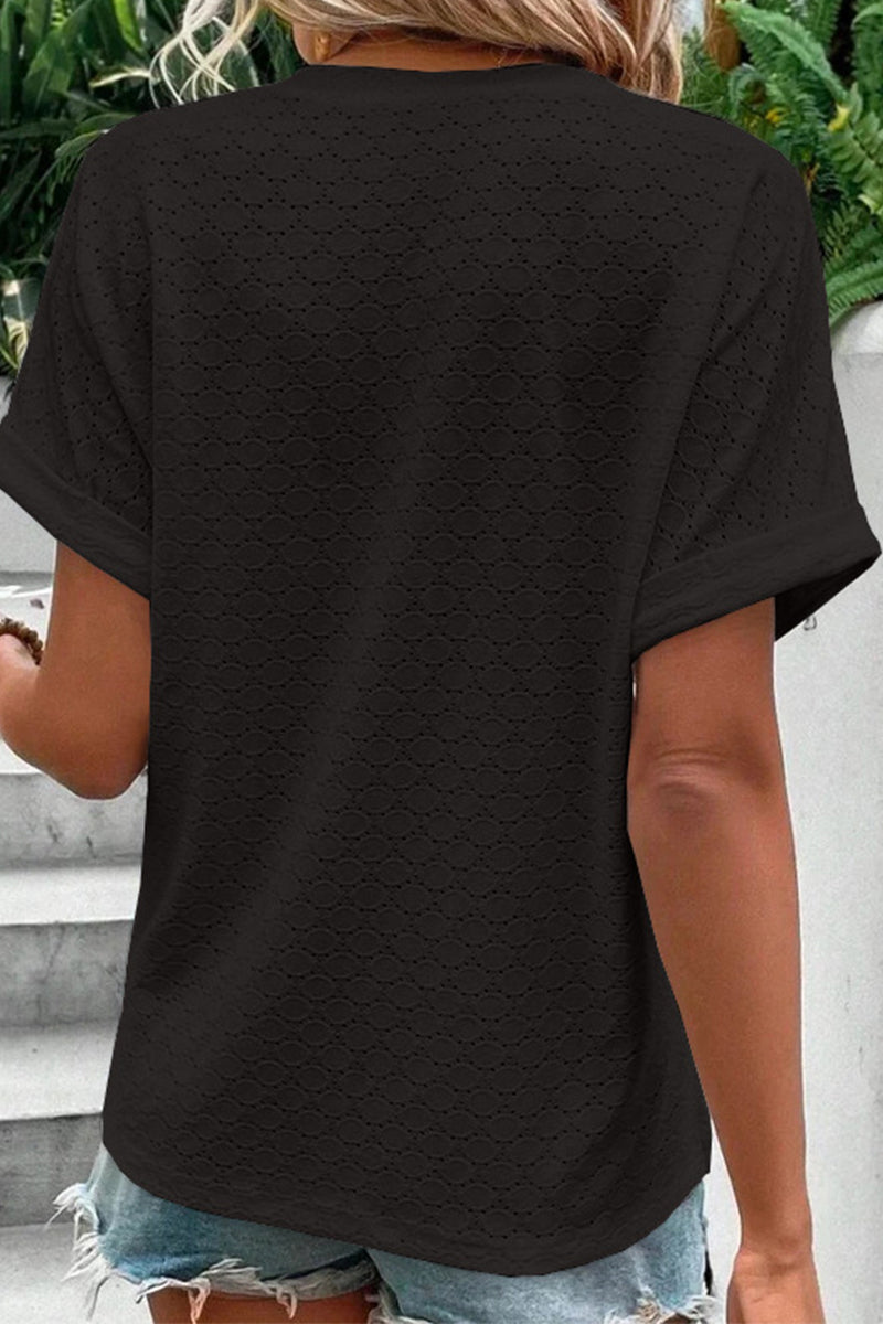 MW | Lässig Solide Knöpfe V-Ausschnitt T-Shirts(10 Farben)