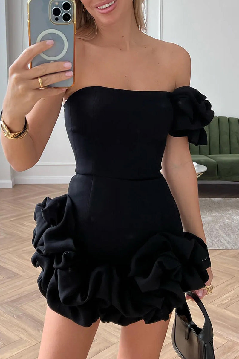 MW | Bustier-Minikleid mit skulpturalen Volants