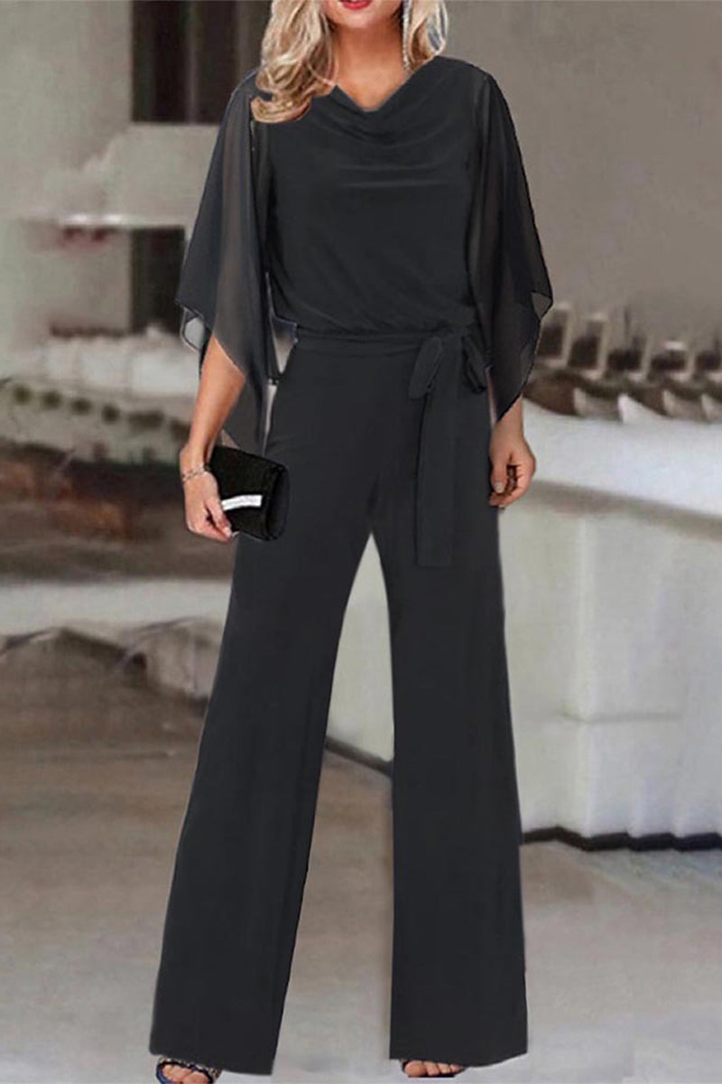 MW | Casual Solide Bandage Asymmetrische Kragen Gerade Jumpsuits (4 Farben)