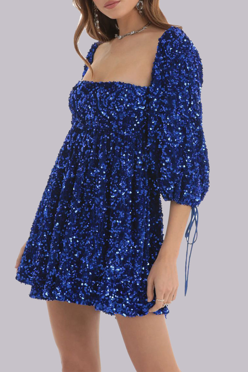 MW | Minikleid Pailletten puff sleeves