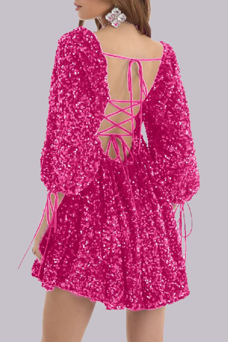 MW | Minikleid Pailletten puff sleeves