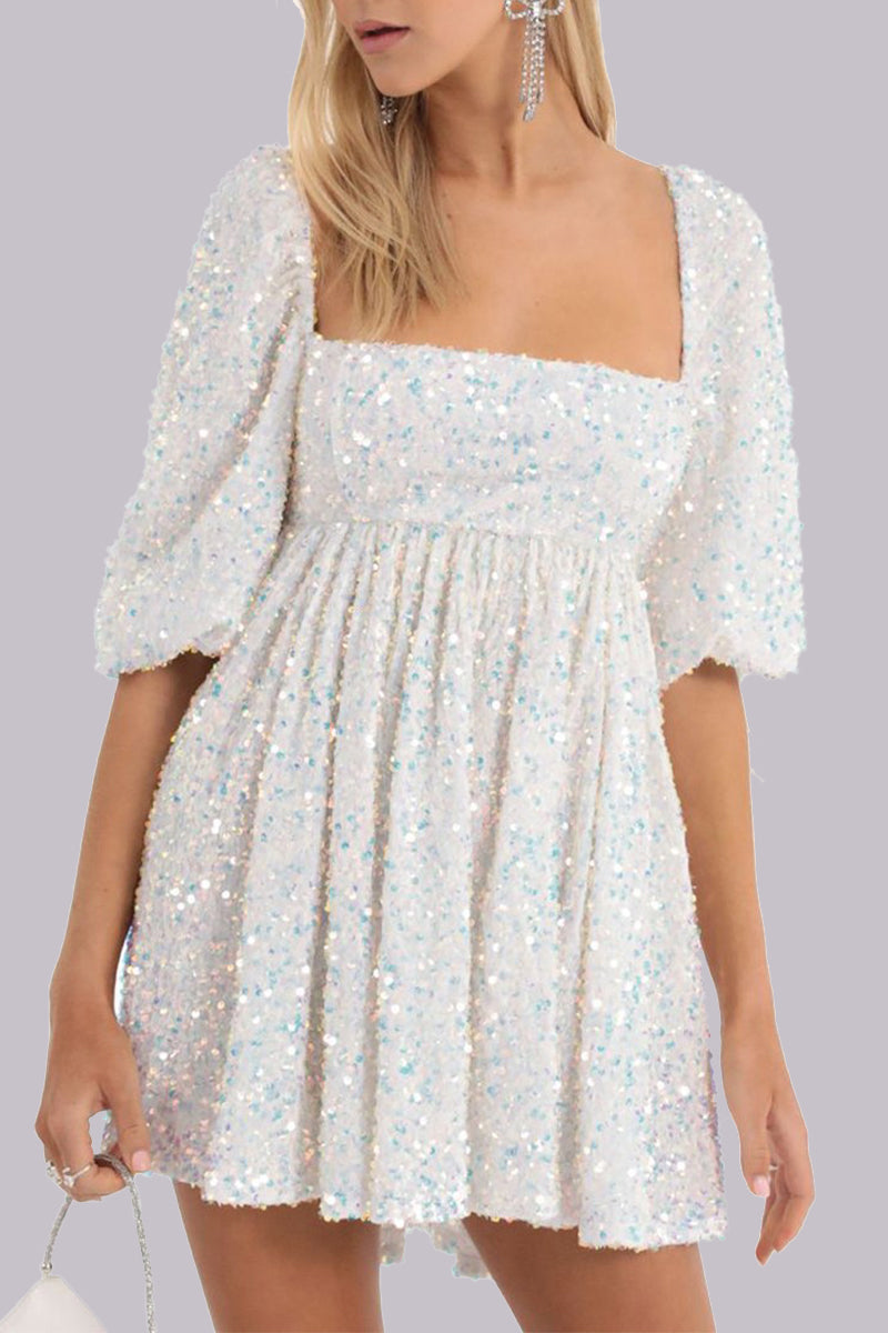 MW | Minikleid Pailletten puff sleeves