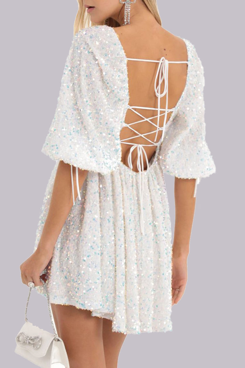 MW | Minikleid Pailletten puff sleeves