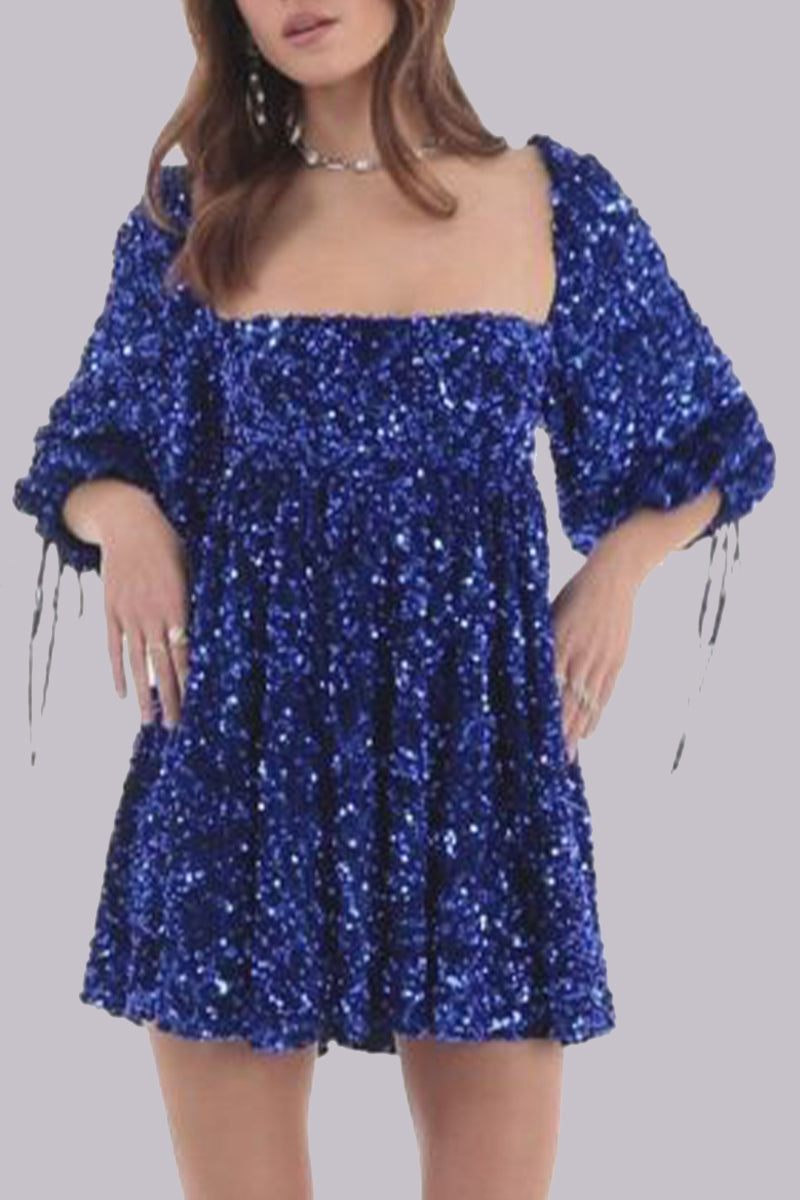 MW | Minikleid Pailletten puff sleeves
