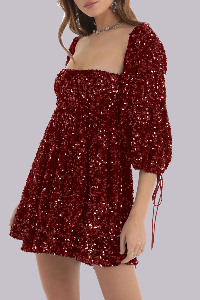 MW | Minikleid Pailletten puff sleeves