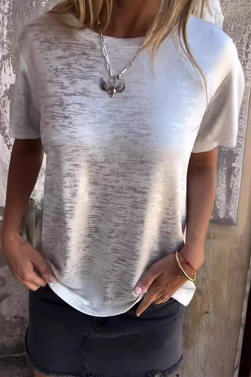 MW | Lässige allmähliche Veränderung Bronzing Kontrast O Hals T-Shirts