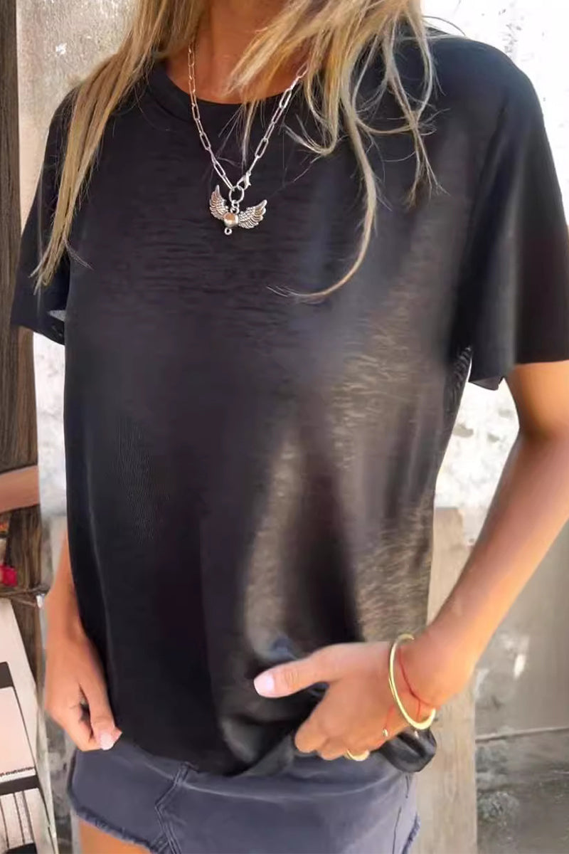 MW | Lässige allmähliche Veränderung Bronzing Kontrast O Hals T-Shirts