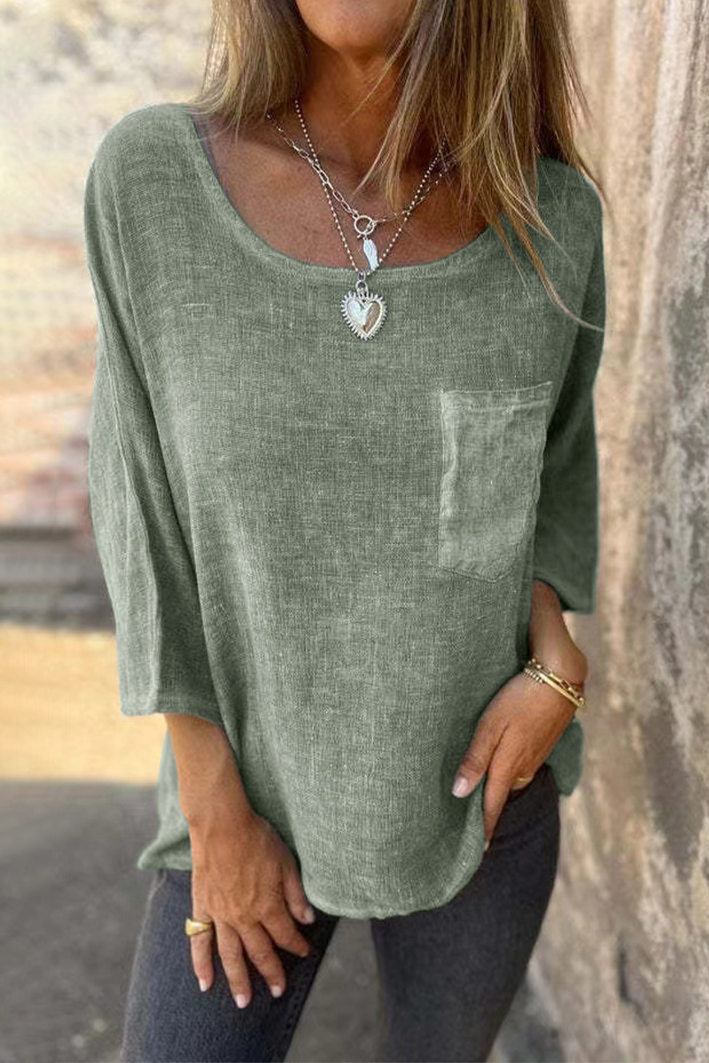 MW | Lässige Colorblock Tasche O Hals T-Shirts (4 Farben)