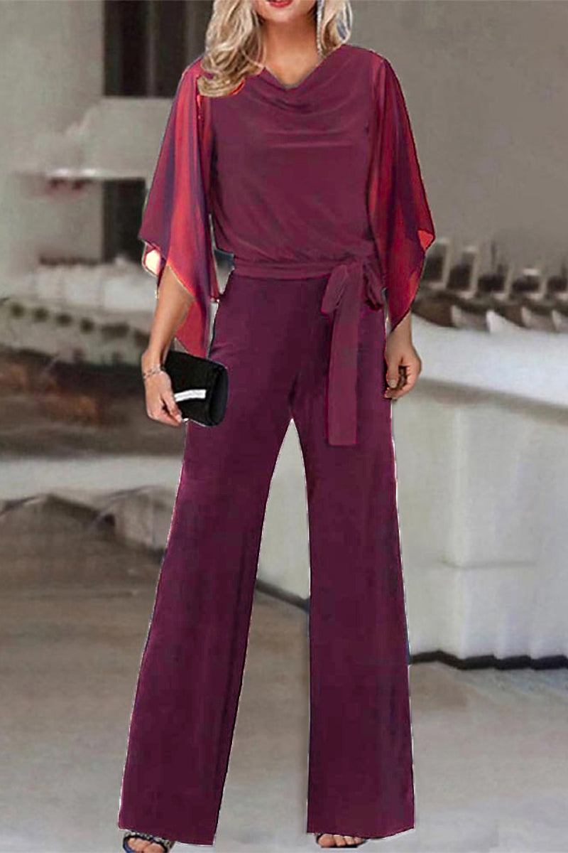 MW | Casual Solide Bandage Asymmetrische Kragen Gerade Jumpsuits (4 Farben)