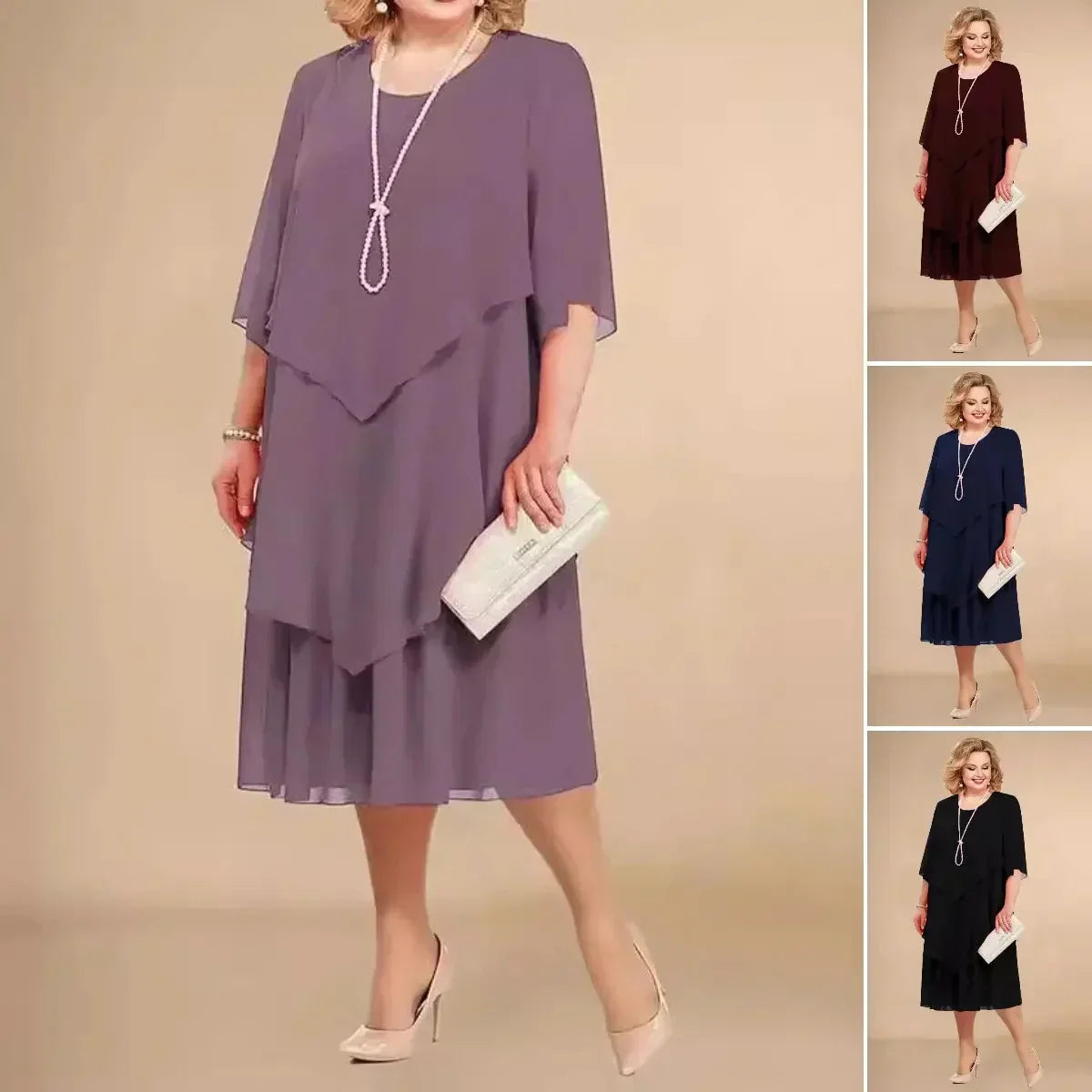 MW | MIDIKLEID MIT GESCHICHTETEM SAUM.
