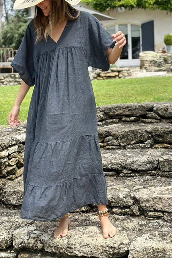 MW | MIRA Maxikleid mit V-Ausschnitt und Streifen